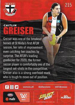 2021 Select AFL Footy Stars #215 Caitlin Greiser Back